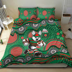 South Sydney Rabbitohs Bedding Set Aboriginal Dot Pattern - Rugby Mascot Heritage Pride