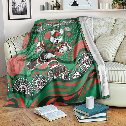 South Sydney Rabbitohs Blanket Aboriginal Dot Pattern - Rugby Mascot Heritage Pride
