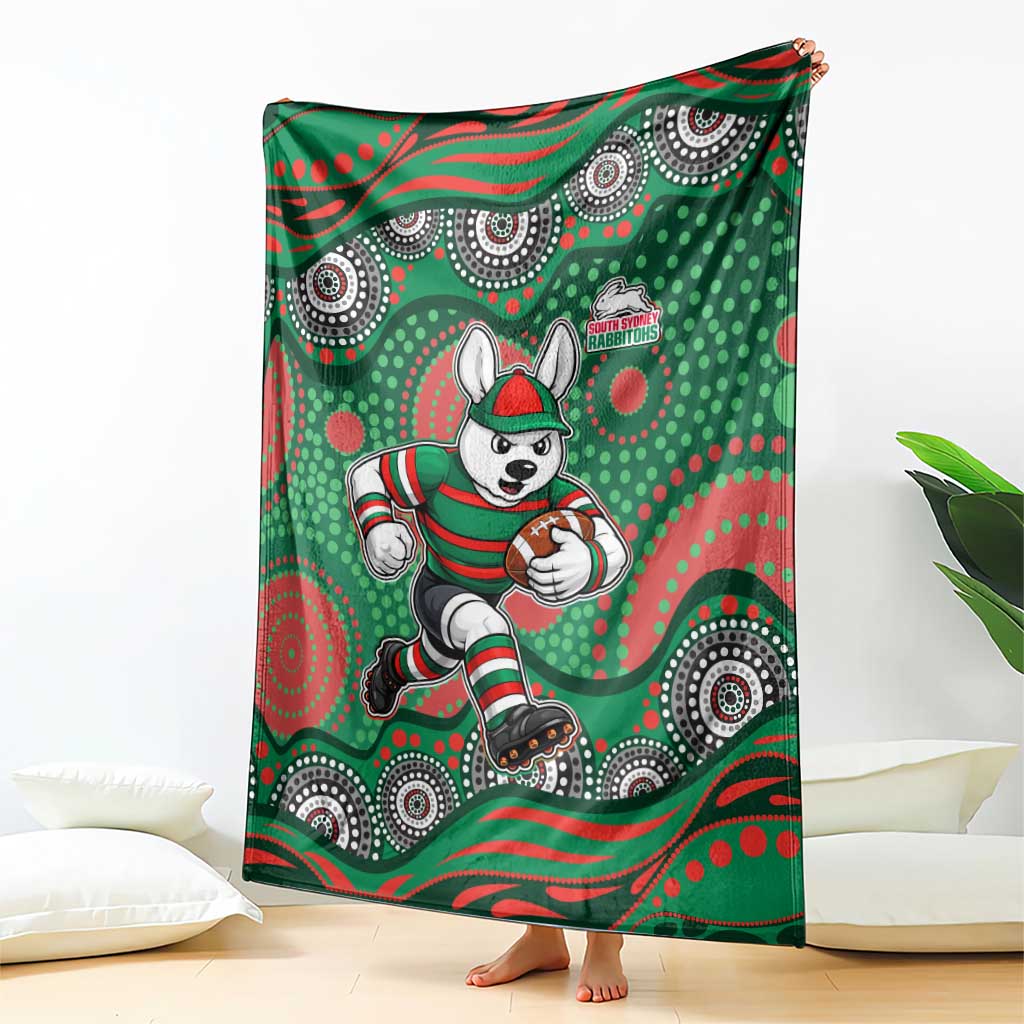 South Sydney Rabbitohs Blanket Aboriginal Dot Pattern - Rugby Mascot Heritage Pride