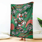 South Sydney Rabbitohs Blanket Aboriginal Dot Pattern - Rugby Mascot Heritage Pride
