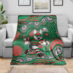South Sydney Rabbitohs Blanket Aboriginal Dot Pattern - Rugby Mascot Heritage Pride
