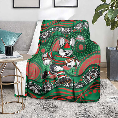 South Sydney Rabbitohs Blanket Aboriginal Dot Pattern - Rugby Mascot Heritage Pride