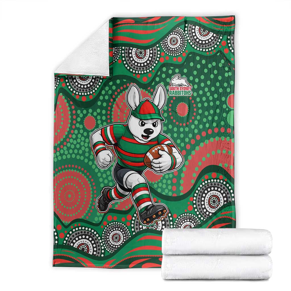 South Sydney Rabbitohs Blanket Aboriginal Dot Pattern - Rugby Mascot Heritage Pride