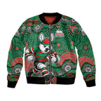 South Sydney Rabbitohs Bomber Jacket Aboriginal Dot Pattern - Rugby Mascot Heritage Pride