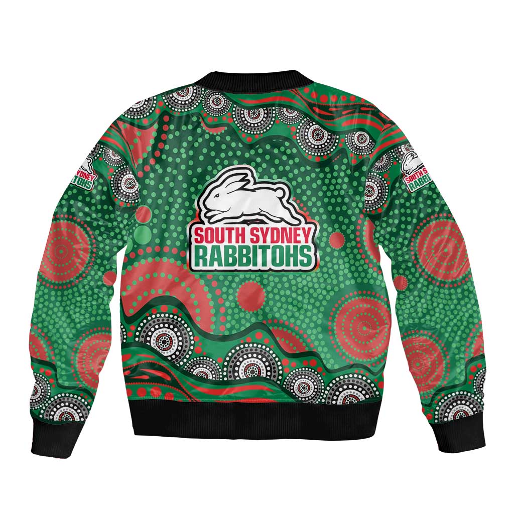 South Sydney Rabbitohs Bomber Jacket Aboriginal Dot Pattern - Rugby Mascot Heritage Pride