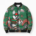 South Sydney Rabbitohs Bomber Puffer Jacket Aboriginal Dot Pattern - Rugby Mascot Heritage Pride