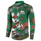South Sydney Rabbitohs Button Sweatshirt Aboriginal Dot Pattern - Rugby Mascot Heritage Pride