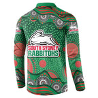South Sydney Rabbitohs Button Sweatshirt Aboriginal Dot Pattern - Rugby Mascot Heritage Pride