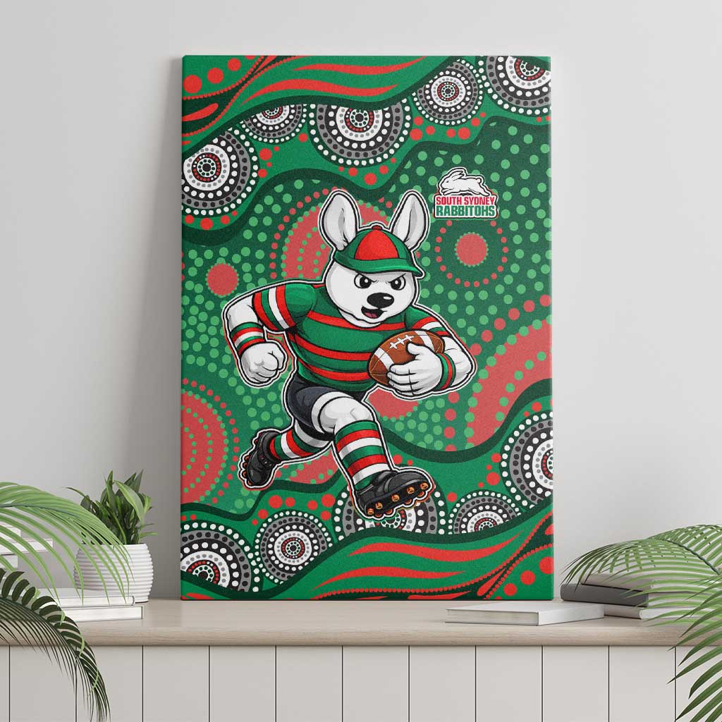 South Sydney Rabbitohs Canvas Wall Art Aboriginal Dot Pattern - Rugby Mascot Heritage Pride