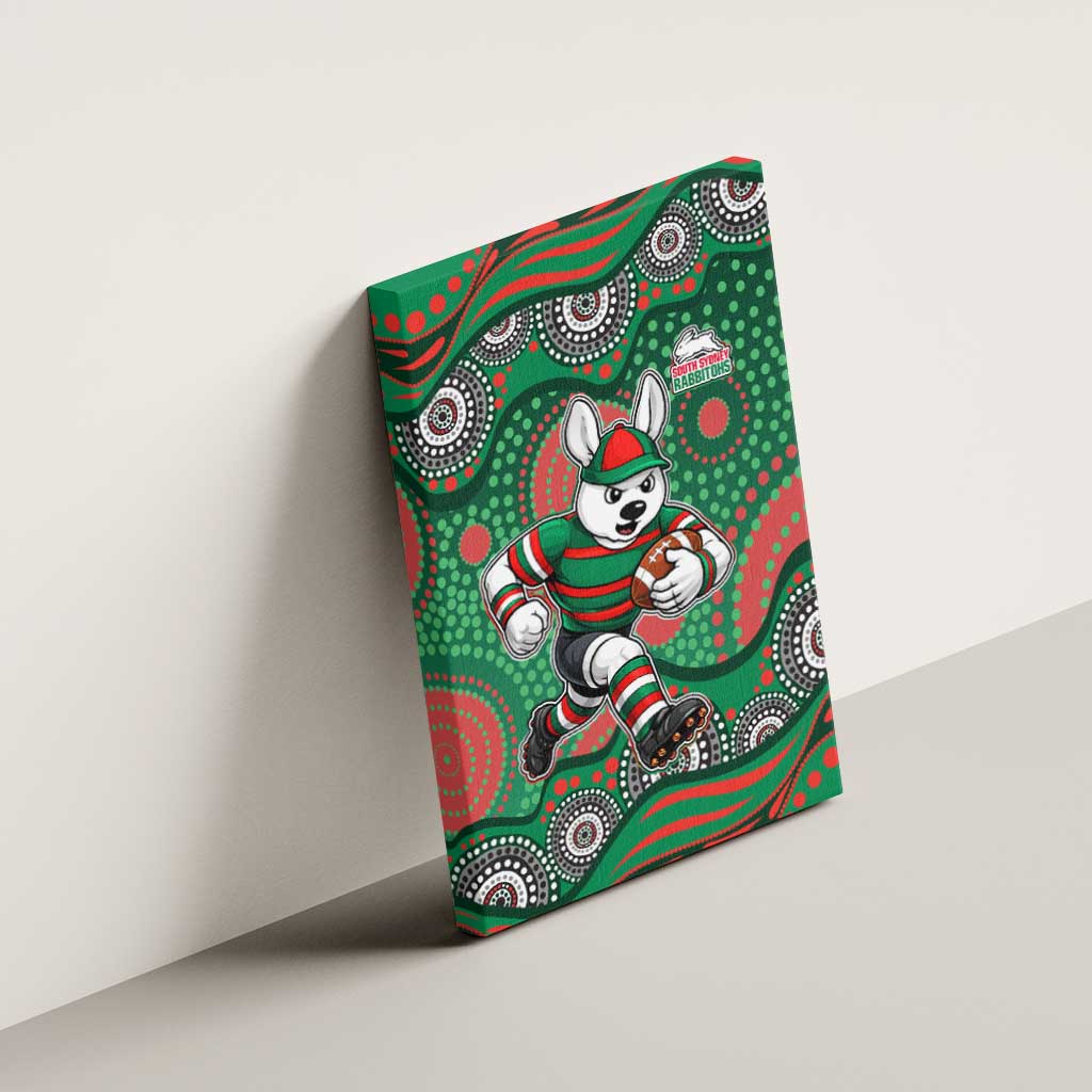 South Sydney Rabbitohs Canvas Wall Art Aboriginal Dot Pattern - Rugby Mascot Heritage Pride
