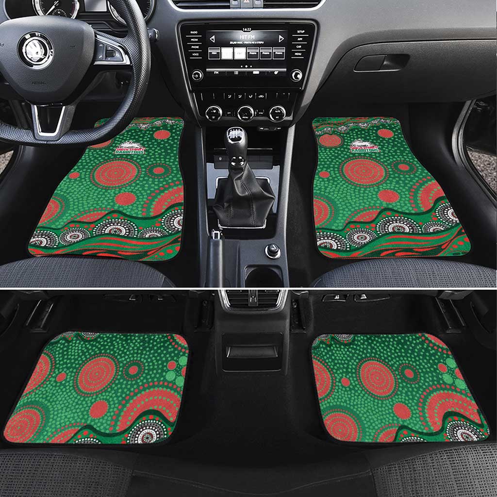 South Sydney Rabbitohs Car Mats Aboriginal Dot Pattern - Rugby Mascot Heritage Pride