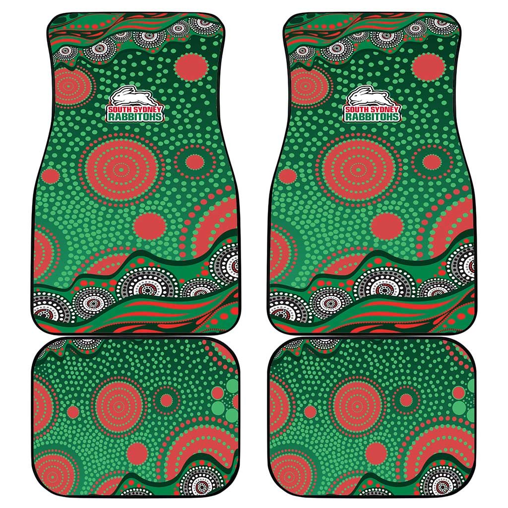 South Sydney Rabbitohs Car Mats Aboriginal Dot Pattern - Rugby Mascot Heritage Pride