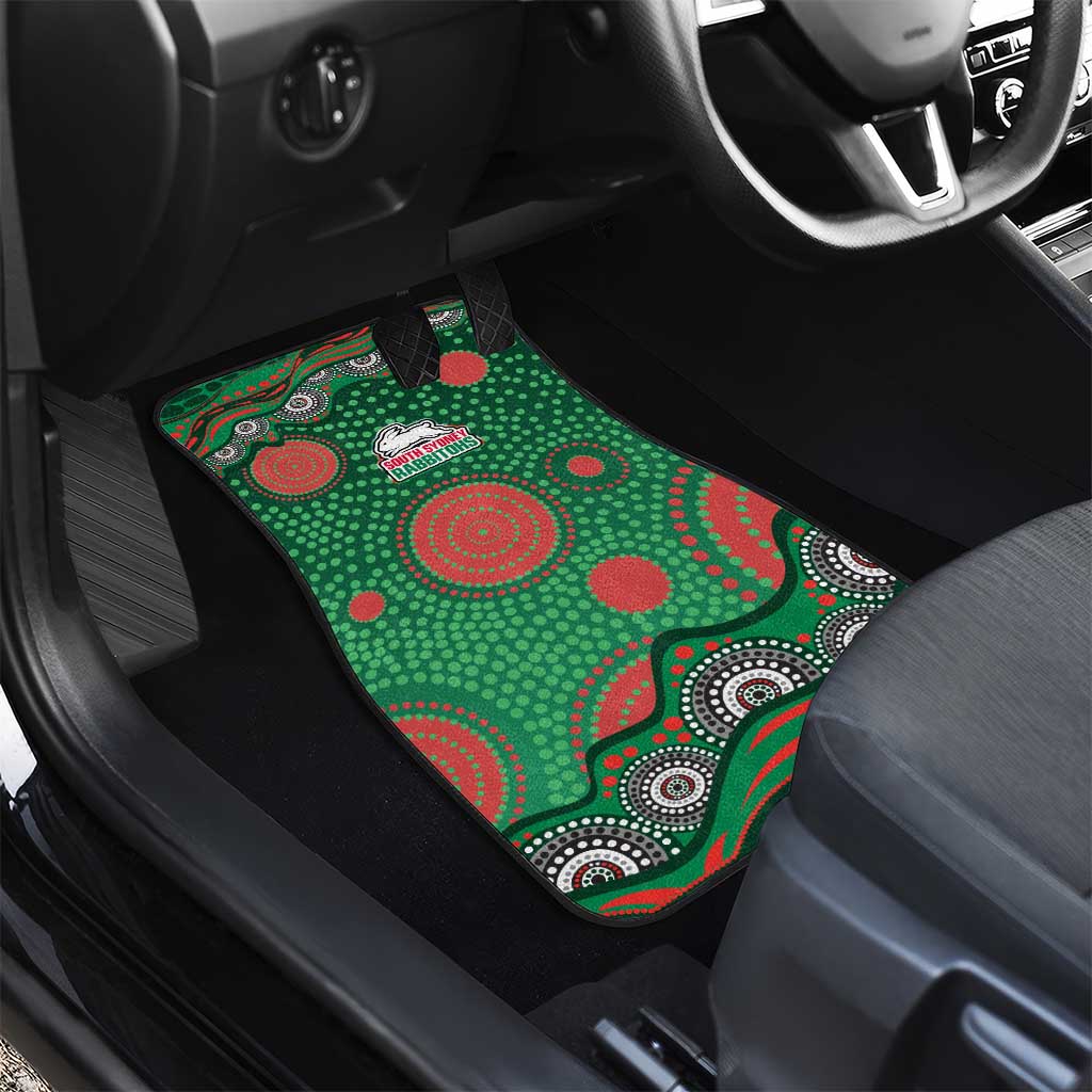 South Sydney Rabbitohs Car Mats Aboriginal Dot Pattern - Rugby Mascot Heritage Pride