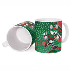 South Sydney Rabbitohs Ceramic Mug Aboriginal Dot Pattern - Rugby Mascot Heritage Pride