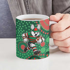 South Sydney Rabbitohs Ceramic Mug Aboriginal Dot Pattern - Rugby Mascot Heritage Pride