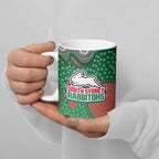 South Sydney Rabbitohs Ceramic Mug Aboriginal Dot Pattern - Rugby Mascot Heritage Pride