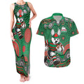 South Sydney Rabbitohs Couples Matching Tank Maxi Dress and Hawaiian Shirt Aboriginal Dot Pattern - Rugby Mascot Heritage Pride