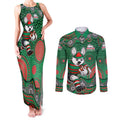 South Sydney Rabbitohs Couples Matching Tank Maxi Dress and Long Sleeve Button Shirt Aboriginal Dot Pattern - Rugby Mascot Heritage Pride