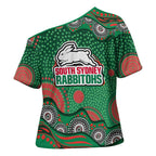 South Sydney Rabbitohs Cross Shoulder Shirt Aboriginal Dot Pattern - Rugby Mascot Heritage Pride