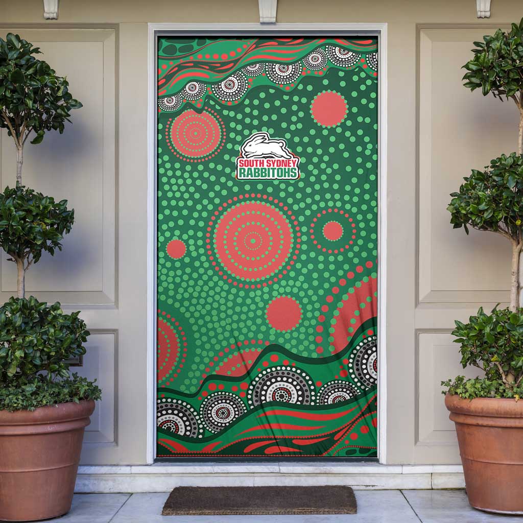 South Sydney Rabbitohs Door Cover Aboriginal Dot Pattern - Rugby Mascot Heritage Pride