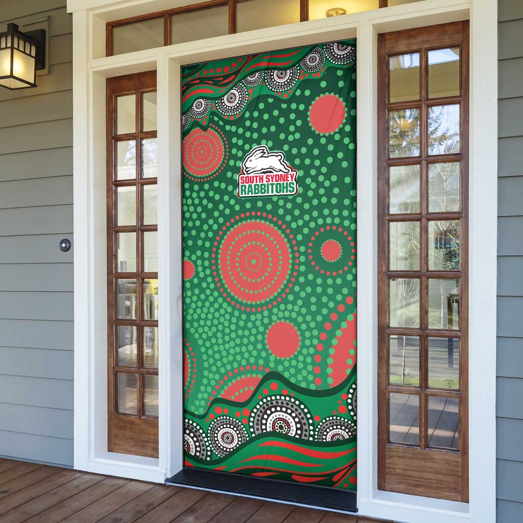 South Sydney Rabbitohs Door Cover Aboriginal Dot Pattern - Rugby Mascot Heritage Pride