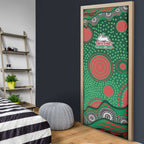 South Sydney Rabbitohs Door Cover Aboriginal Dot Pattern - Rugby Mascot Heritage Pride