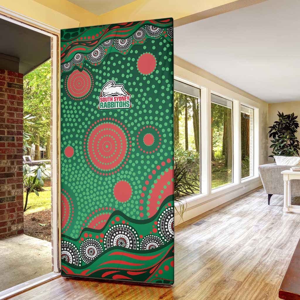 South Sydney Rabbitohs Door Cover Aboriginal Dot Pattern - Rugby Mascot Heritage Pride