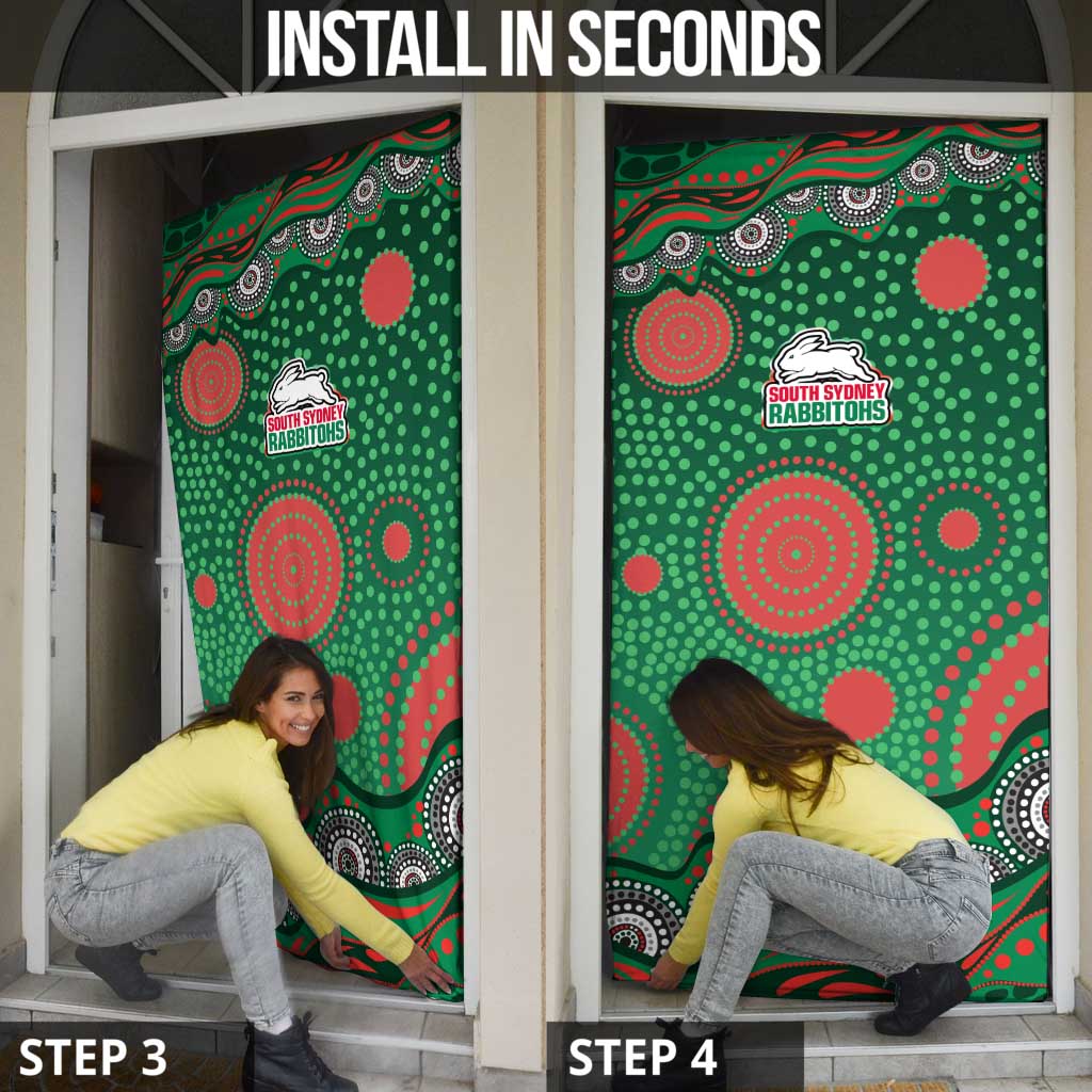 South Sydney Rabbitohs Door Cover Aboriginal Dot Pattern - Rugby Mascot Heritage Pride