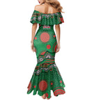South Sydney Rabbitohs Family Matching Mermaid Dress and Hawaiian Shirt Aboriginal Dot Pattern - Rugby Mascot Heritage Pride