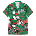 South Sydney Rabbitohs Family Matching Off Shoulder Maxi Dress and Hawaiian Shirt Aboriginal Dot Pattern - Rugby Mascot Heritage Pride