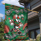 South Sydney Rabbitohs Garden Flag Aboriginal Dot Pattern - Rugby Mascot Heritage Pride