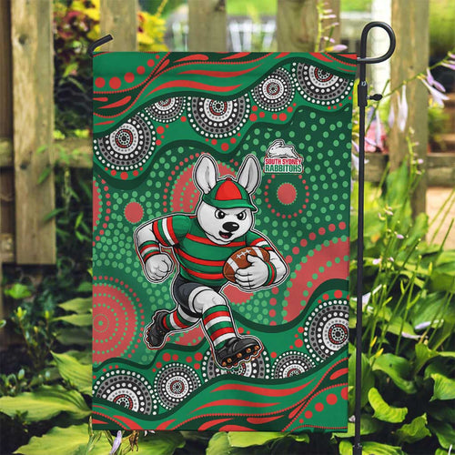 South Sydney Rabbitohs Garden Flag Aboriginal Dot Pattern - Rugby Mascot Heritage Pride