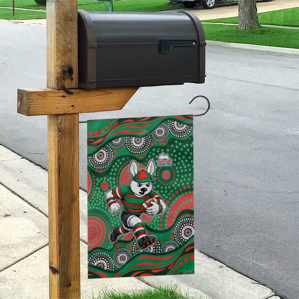 South Sydney Rabbitohs Garden Flag Aboriginal Dot Pattern - Rugby Mascot Heritage Pride