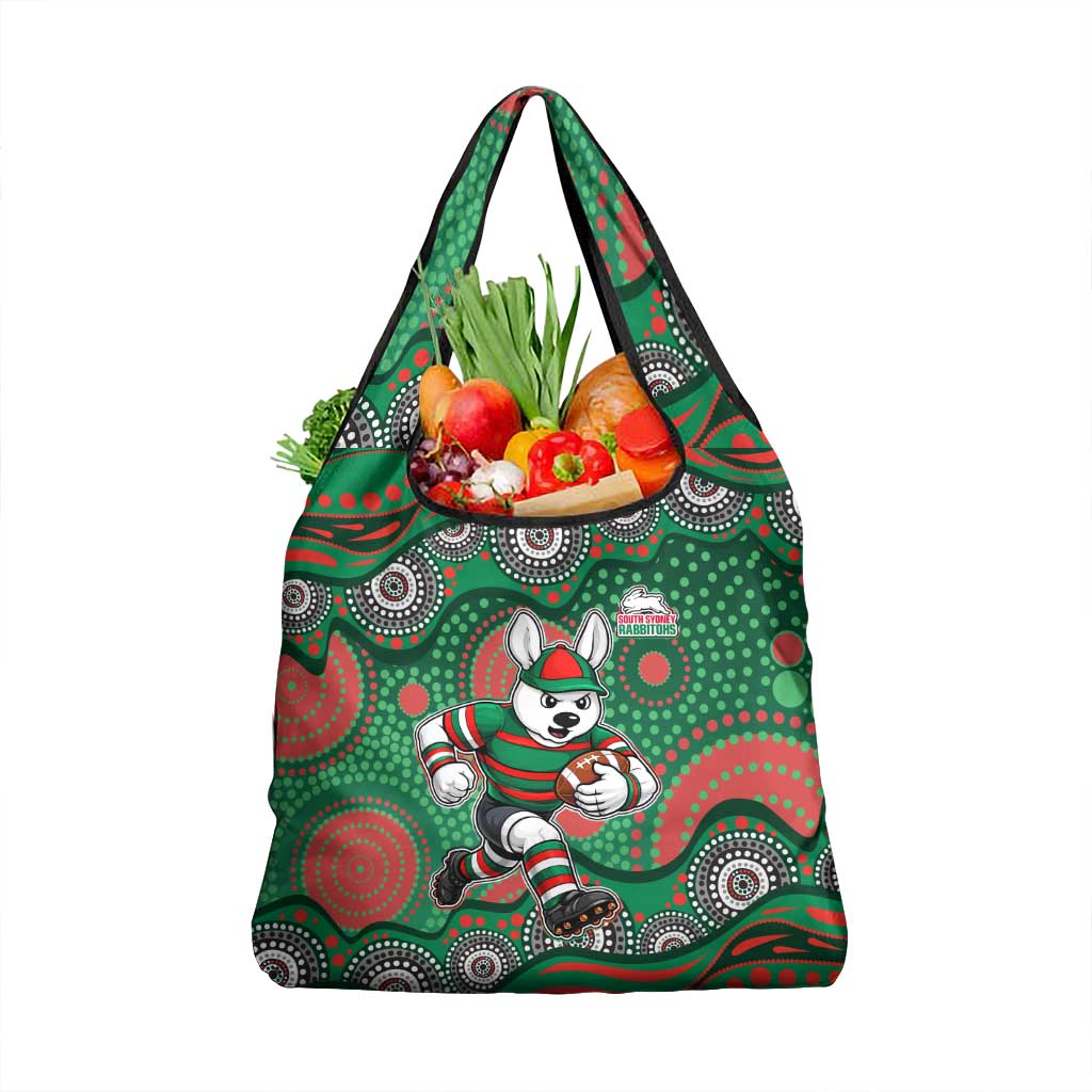 South Sydney Rabbitohs Grocery Bag Aboriginal Dot Pattern - Rugby Mascot Heritage Pride