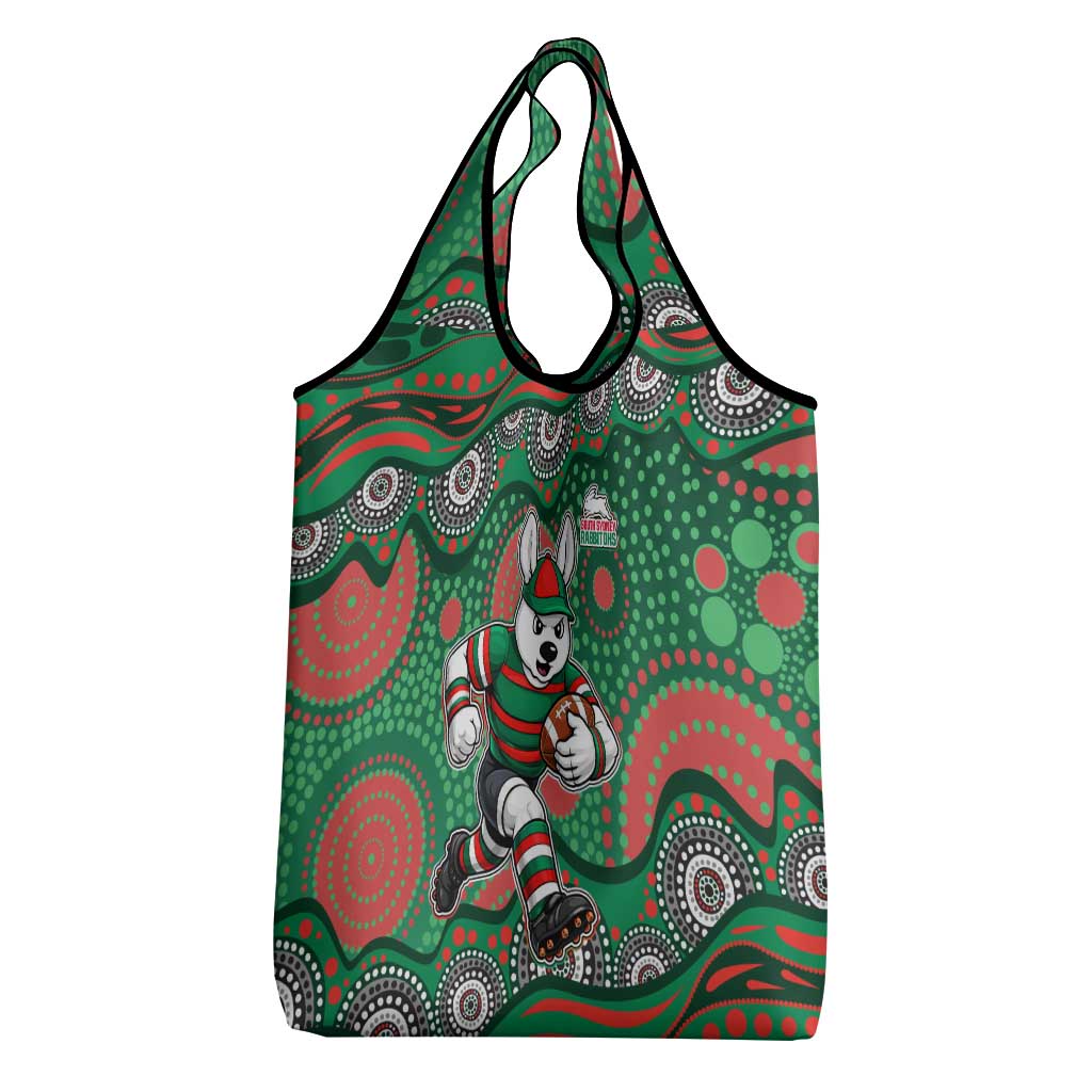 South Sydney Rabbitohs Grocery Bag Aboriginal Dot Pattern - Rugby Mascot Heritage Pride