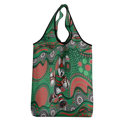 South Sydney Rabbitohs Grocery Bag Aboriginal Dot Pattern - Rugby Mascot Heritage Pride