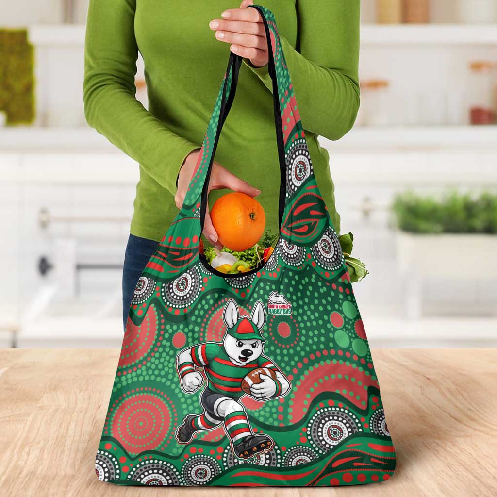 South Sydney Rabbitohs Grocery Bag Aboriginal Dot Pattern - Rugby Mascot Heritage Pride