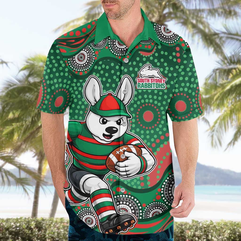 South Sydney Rabbitohs Hawaiian Shirt Aboriginal Dot Pattern - Rugby Mascot Heritage Pride
