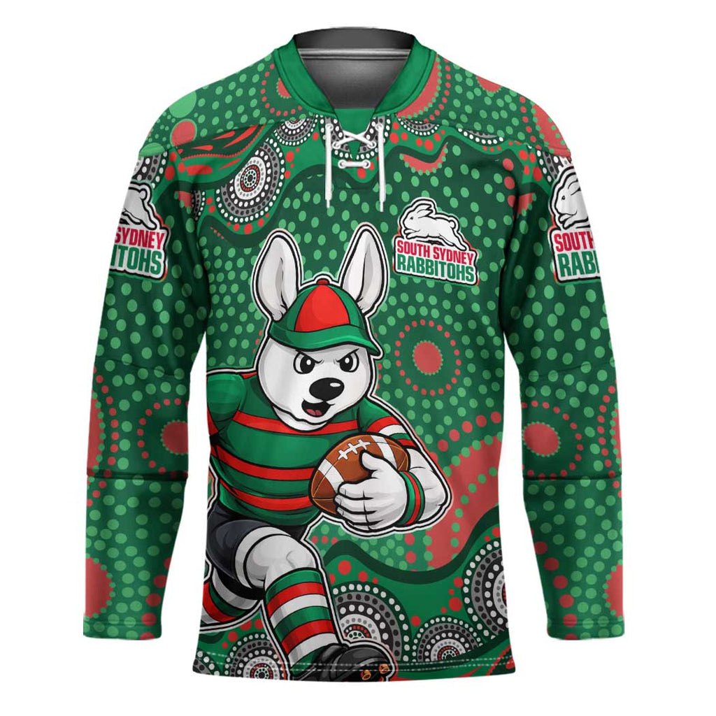 South Sydney Rabbitohs Hockey Jersey Aboriginal Dot Pattern - Rugby Mascot Heritage Pride