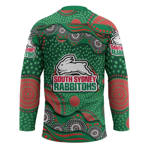 South Sydney Rabbitohs Hockey Jersey Aboriginal Dot Pattern - Rugby Mascot Heritage Pride