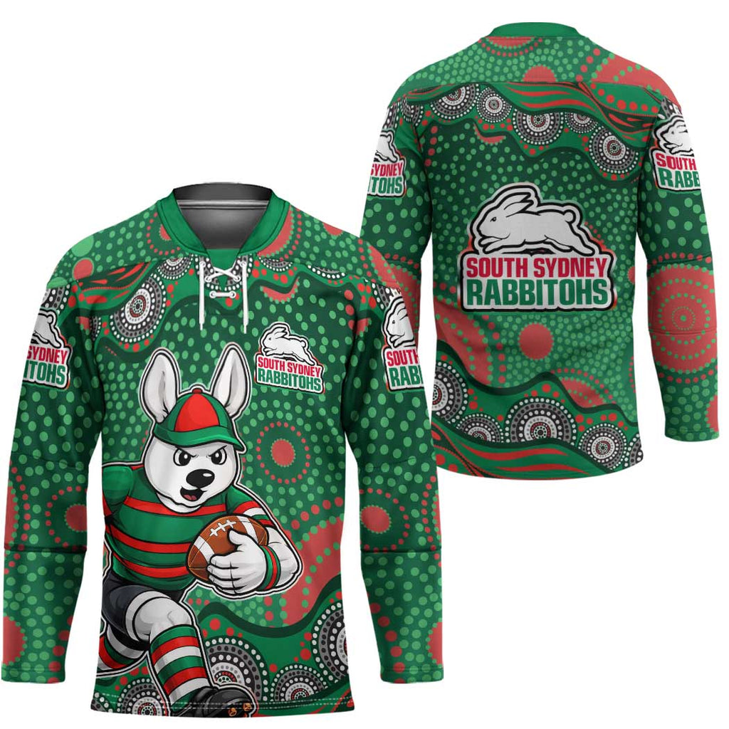 South Sydney Rabbitohs Hockey Jersey Aboriginal Dot Pattern - Rugby Mascot Heritage Pride