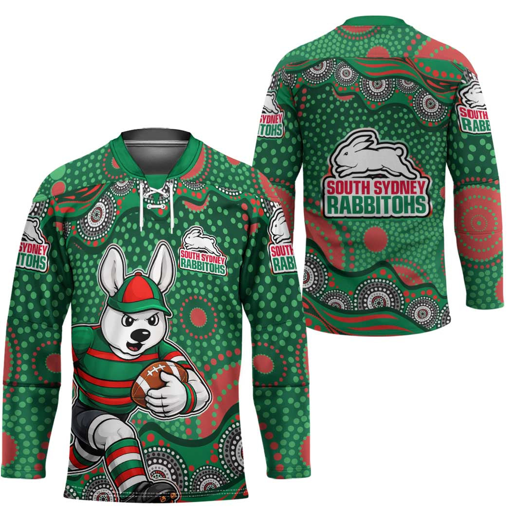 South Sydney Rabbitohs Hockey Jersey Aboriginal Dot Pattern - Rugby Mascot Heritage Pride