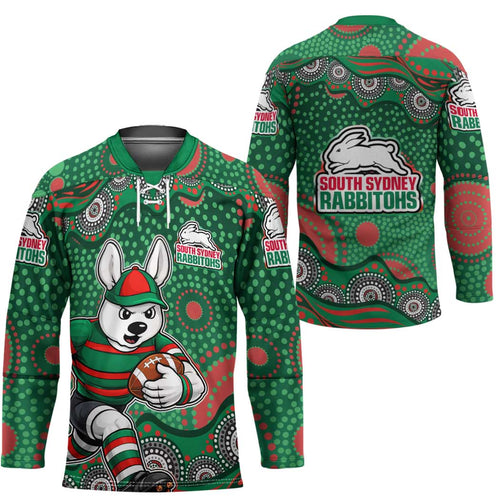 South Sydney Rabbitohs Hockey Jersey Aboriginal Dot Pattern - Rugby Mascot Heritage Pride