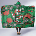 South Sydney Rabbitohs Hooded Blanket Aboriginal Dot Pattern - Rugby Mascot Heritage Pride