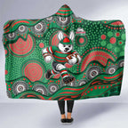 South Sydney Rabbitohs Hooded Blanket Aboriginal Dot Pattern - Rugby Mascot Heritage Pride