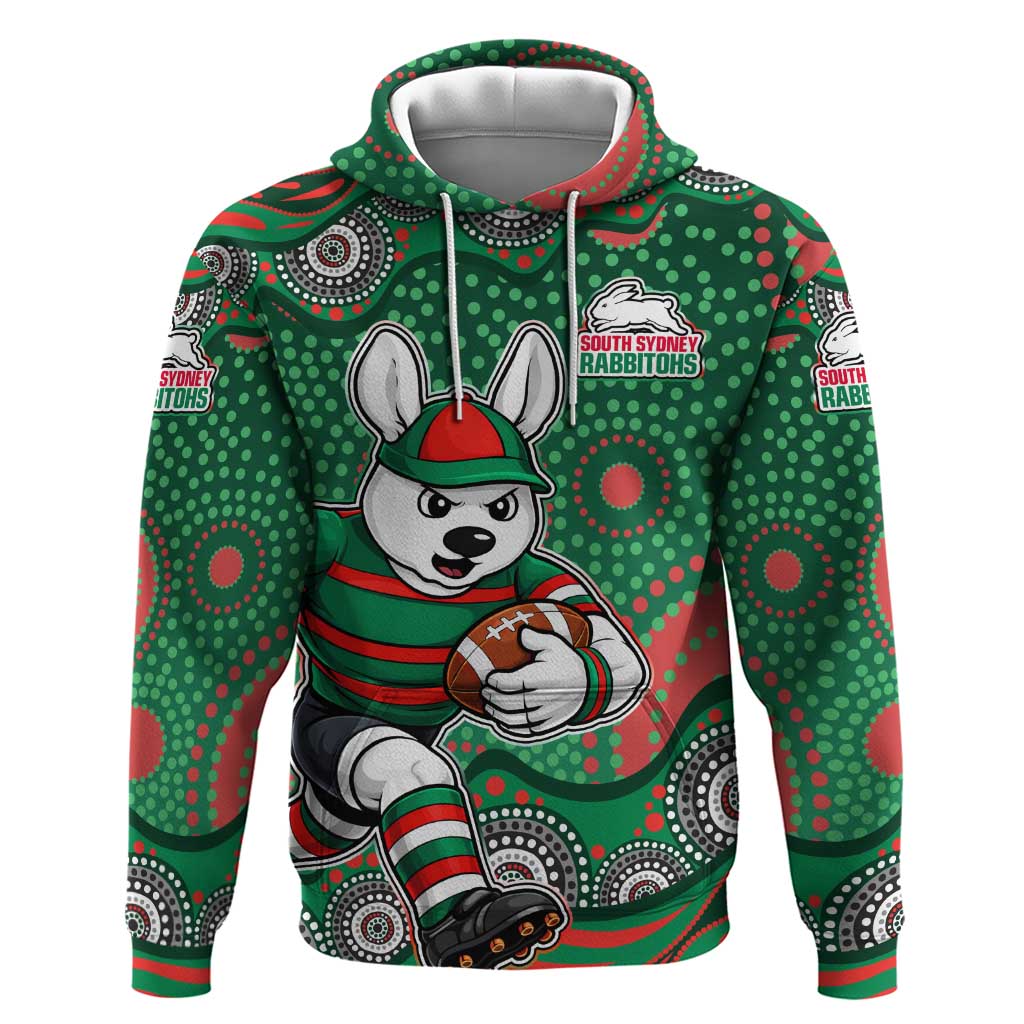 South Sydney Rabbitohs Hoodie Aboriginal Dot Pattern - Rugby Mascot Heritage Pride