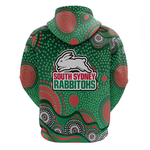 South Sydney Rabbitohs Hoodie Aboriginal Dot Pattern - Rugby Mascot Heritage Pride