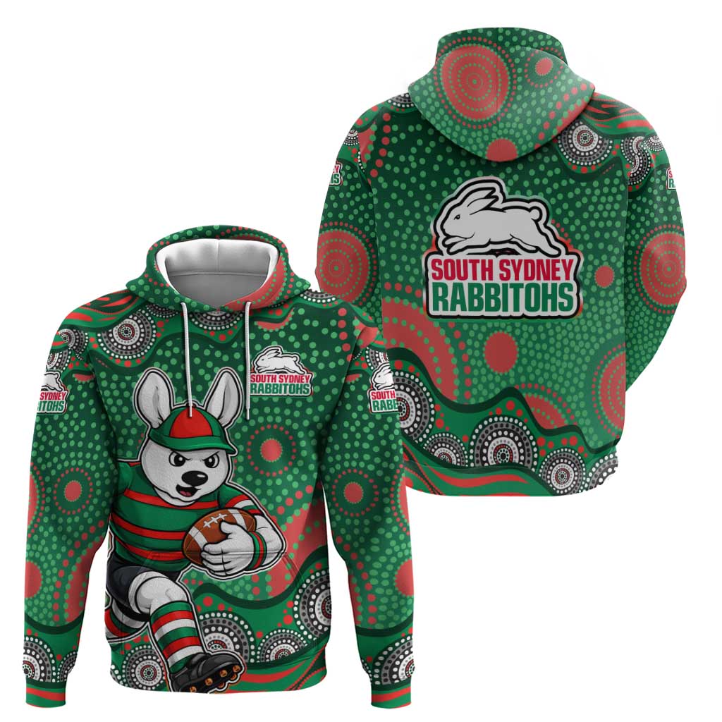 South Sydney Rabbitohs Hoodie Aboriginal Dot Pattern - Rugby Mascot Heritage Pride
