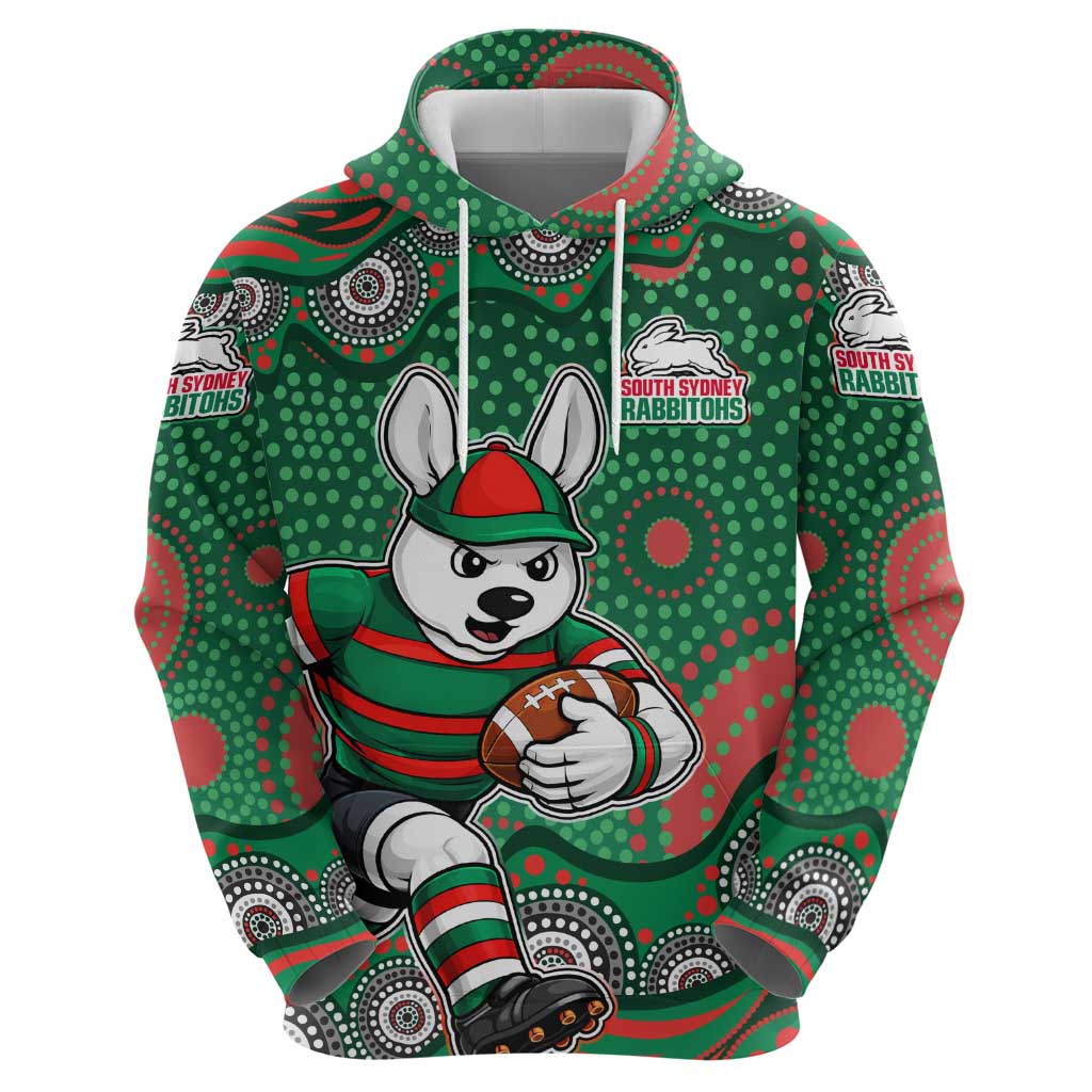 South Sydney Rabbitohs Hoodie Aboriginal Dot Pattern - Rugby Mascot Heritage Pride