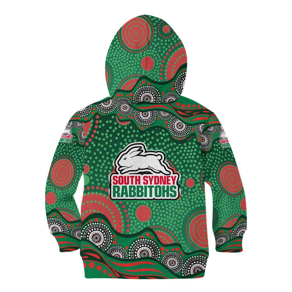 South Sydney Rabbitohs Kid Hoodie Aboriginal Dot Pattern - Rugby Mascot Heritage Pride